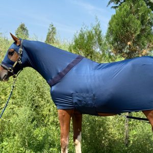 Nylon Full-Body Horse Blanket with Integrated Neck Cover, Large Breed Fit, Elastic Lycra Equestrian Sheet