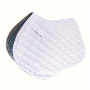 Breathable & Durable Equestrian Saddle Pad - Comfortable Riding Blanket with Polyester Lining, Available in White/Black