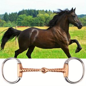 Stainless Steel Eggbutt Bit with Copper Corkscrew Mouth for Horses | Durable Chew- Friendly Design | Equestrian Equipment & Accessories