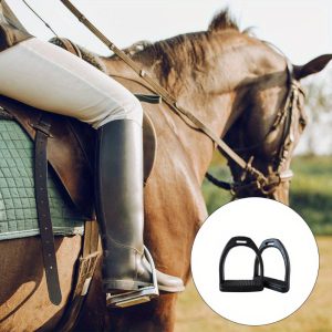 Durable Non-Slip Black PVC Riding Stirrups For Adults & Youngsters - Rust-Resistant, Dual-Sided Design, Perfect Gift For Equestrians