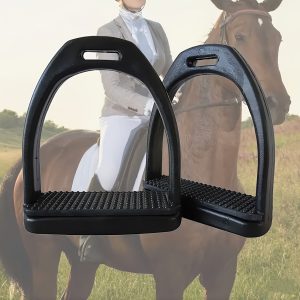 1 Pair Of Stirrups, Horse Products, Black Rubber Padded Plastic Stirrups, Flex ABS Saddle Stirrups, Horse Accessories