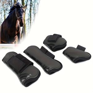 4pcs Equestrian Leg Protectors with Nylon Buckle - Durable Polyester, Multi-Size Options for Horse Riding & Training