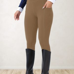 Women's High-Waist Stretch Riding Pants with Silicone Grip - Equestrian & Cycling Breeches, Machine Washable