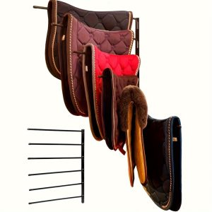 6-Tier Horse Tack Wall Organizer, 180?? Rotatable Saddle Pad Rack, Iron Alloy Construction, Wall-Mounted for Equestrian Use