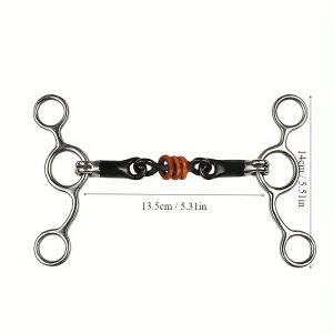 Stainless Steel Western Horse Bit, Oval Link Snaffle with Loose Rings, Equestrian Racing Equipment, Full Cheek Mouthpiece for Horses - Equestrian Health Supplies